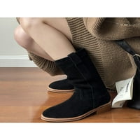 Дамите од имитан Носат Отпорни Зимски Чевли Секојдневен Лесен Блок Кратки Чизми За Одење Чизми Што Не Се лизгаат Црна 5.5