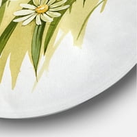 DesignArt 'Апстрактна бела ливада од цвеќиња на традиционалната метална wallидна уметност - диск од 11