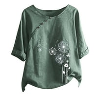 Женски Врвови Вратот На Бродот Женски Блуза Обични Цветни Маици Кратки Ракави Мода Зелена