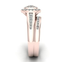 1CT TDW Diamond 14K Rose Gold Cluster Halo Bridal Set