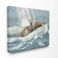 Sulpell Home Décor Sailboat Sail Soardes Ocean Ocean Blue Brown Beach Painting Canvas Wallидна уметност од трети и wallидови