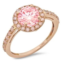 2.37 кт круг намалување розова симулирани дијамант 18к розово злато годишнината ангажман хало прстен големина 5.5