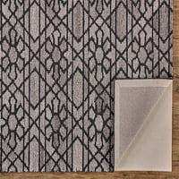 Геометриски цветни волна на Палејз, пареа сива црна боја, килим од 9 -тина 12 метри
