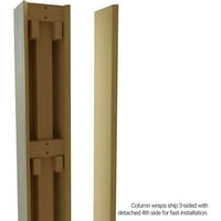 Ekena Millwork 12 W 9'H Hand Hewn Endurathane Fau Wood Wood Non-Tapered Square Column Wrap со FAU Iron Capital & Base