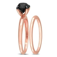 Miaенска Miabella 1- Carat T.W. Црн дијамант 10kt розово злато солитер 2-парче невестински сет