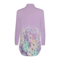 Блузи За Жени Обична Пролет Мода Секојдневен Цветен Цветен Принт Со Долги Ракави Неправилни Врвови На Кошули Женска Облека Пролетна