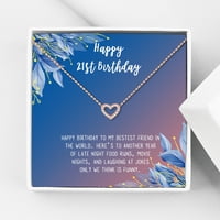 Анавија среќен 21-ви роденденски подароци од не'рѓосувачки челик моден ѓердан роденденска картичка накит подарок за неа, роденденски подарок за ќерка-[розово злато