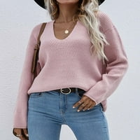 апсуј Џемпери За Жени Дозвола Мода Со Долги Ракави В Плетење На Вратот Пуловер Џемпер Врвна Розова Големина Л