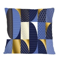 DesignArt Ретро луксузни бранови во злато и сина IV 'модерна перница за фрлање во средниот век - 18х18