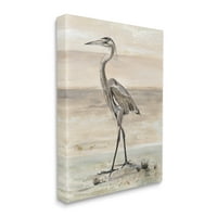 Gluple Industries Crane Bird Birg Shore Shore Gallery Wrapped Canvas Print Wall Art, Design By Patricia Pinto