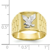 Примарно злато Карат жолто злато со бел родиум-позлатен орел прстен