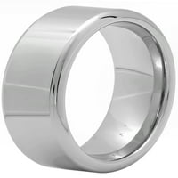 Машка сребрена тон тонфрам со висок полски свадбен бенд - Менс прстен