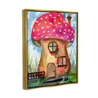 Печурка шумска куќа Фантазија Ботаничко и цветно сликарство Метално злато врамено уметничко печатење wallидна уметност