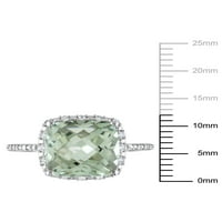 Карат Т.Г.В. Зелен аметист и дијамант-акцент 10kt бело злато ореол прстен