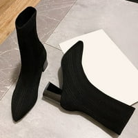 Пуавкоер Цврста Густа Женска Пета Висока Мода Глуждот Плетени Чизми во Боја женски чизми