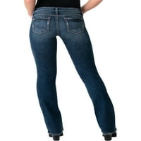 Co. Silver Jeans Co. Womenенски вторник со низок пораст Тенок фармерки за подигање, големини на половината 24-36