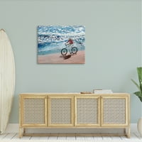 Tuphell Industries Woman Whater Biccycle Coastal Beach Shoreline Pandascape Pandaspape Gallery Wrapped Canvas Print Wall Art,