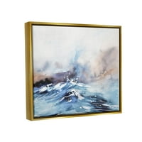 Апстрактни паѓачки океански бранови крајбрежно сликарство метално злато врамено уметничко печатење wallид уметност