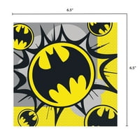 Мултиконски Бетмен за роденденски салфетки за хартија за хартија, 16CT