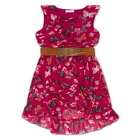Девојки без зборови 7- Флорална здраво-ниска фустан со корсет појас