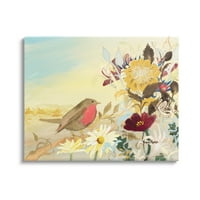 Студената индустрија Мешани цветни птици аранжмани за сликање галерија завиткана од платно печатење wallидна уметност, дизајн