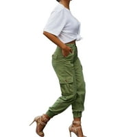 воксинда тренингот надвор панталони секојдневен половината цврсти панталони фитнес џеб хеланки високо копче исечени жени панталони