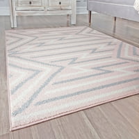 Килими Америка Мика МО10А јагода млеко геометриски современи килими со розова област, 9'x12 '