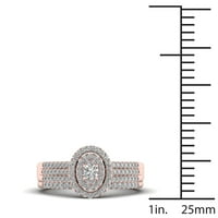 1 2CT TDW Diamond 10K Rose Gold Double Halo Bridal Set