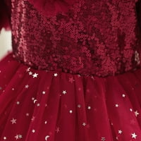 Мали Девојчиња Се Облекуваат Години Девојки Лак Години Девојки Ѕвездени Светки Долга Газа Ракав Целосен Фустан Принцеза Фустан,