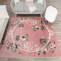 Килими Америка Хана VA20C Пинк Магнолија Цветна преодна розова област килим, 5'x7 '