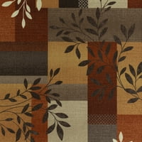 Главни теми традиционални лисја блок 'рѓа кафеава печатена килим во затворен акцент, 1'8 x2'10